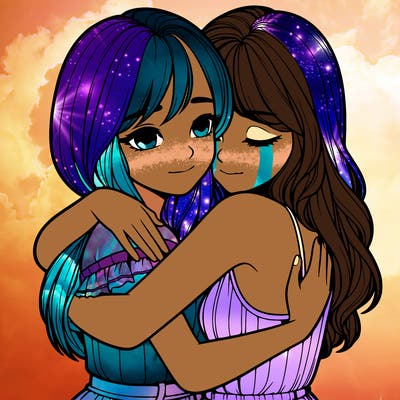 realistic girls hugging