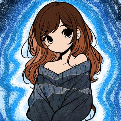 shy pretty girl wearing a sweater that is falling off one shoulder portrait