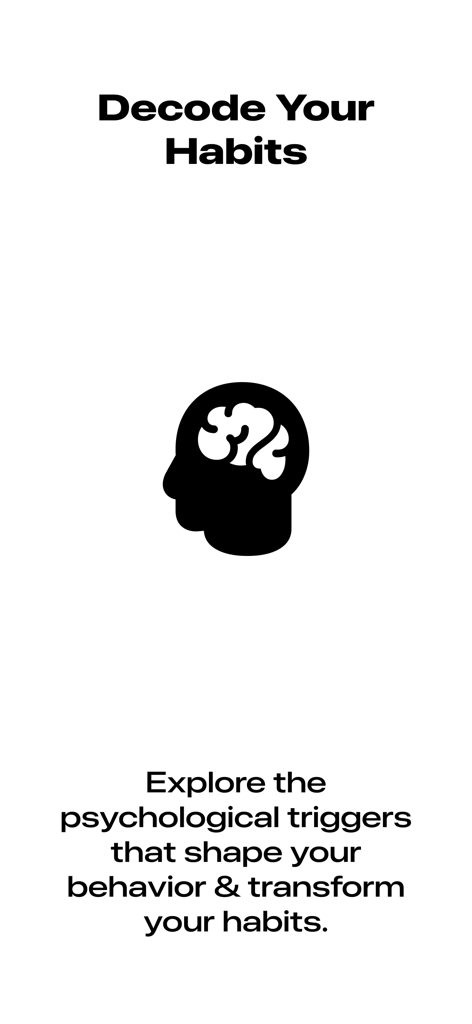 HabitFree: Quit Now - HabitFree app screen showing how to decode habits by exploring psychological triggers and behavior patterns.