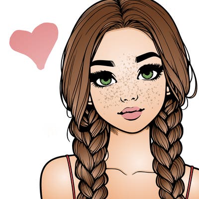 realistic girl with braids