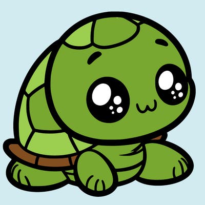 cute little animated turtle