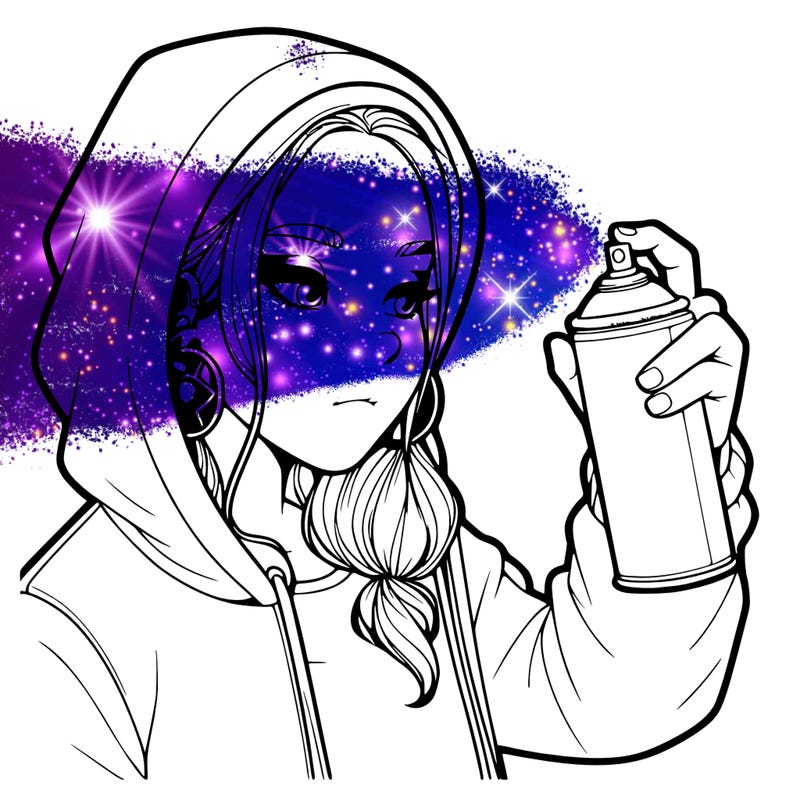 a realistic girl, spray painting