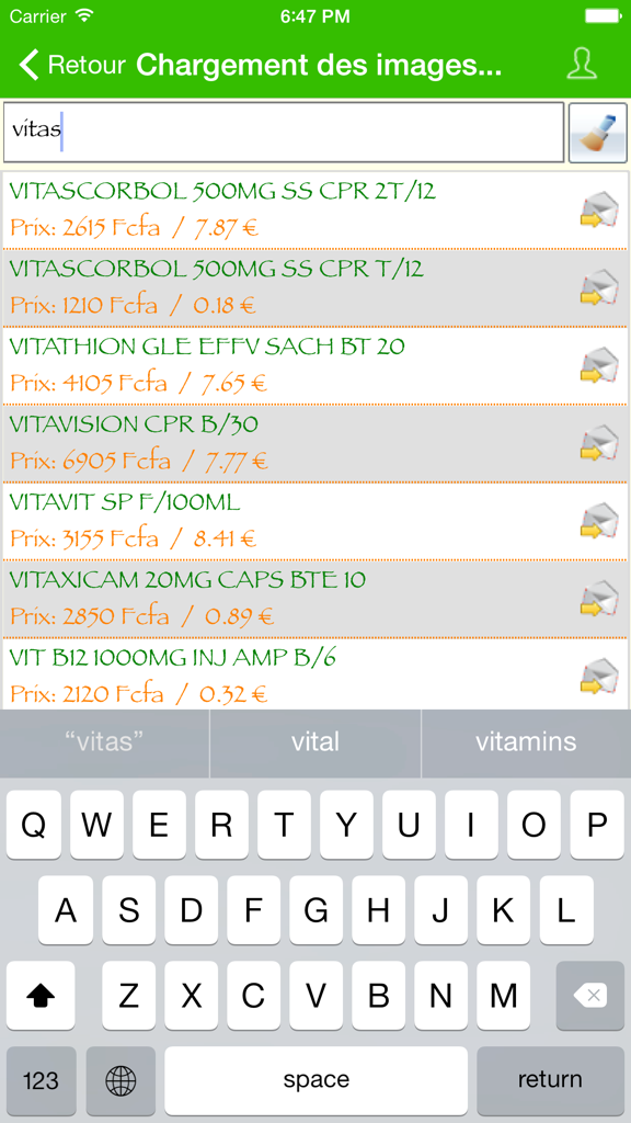 Pharmacie Garde Côte d'Ivoire - Search results for medications and their prices on the Pharmacie Garde Ivory Coast app