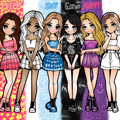 a group of girls realistic