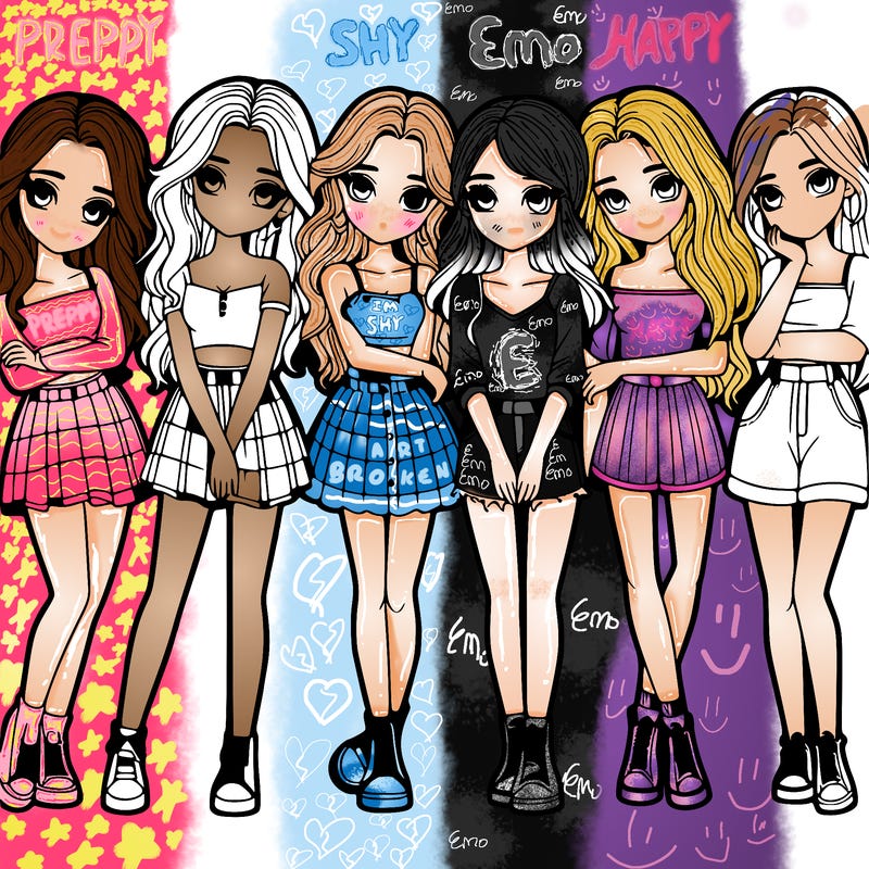 a group of girls realistic