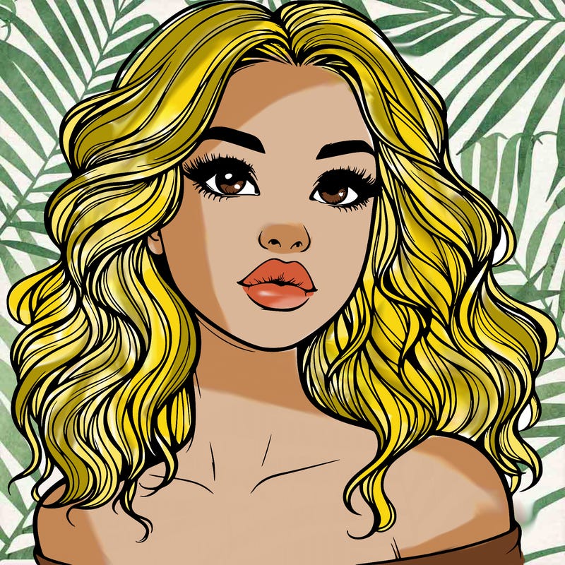 realistic girl with wavy hair and lips