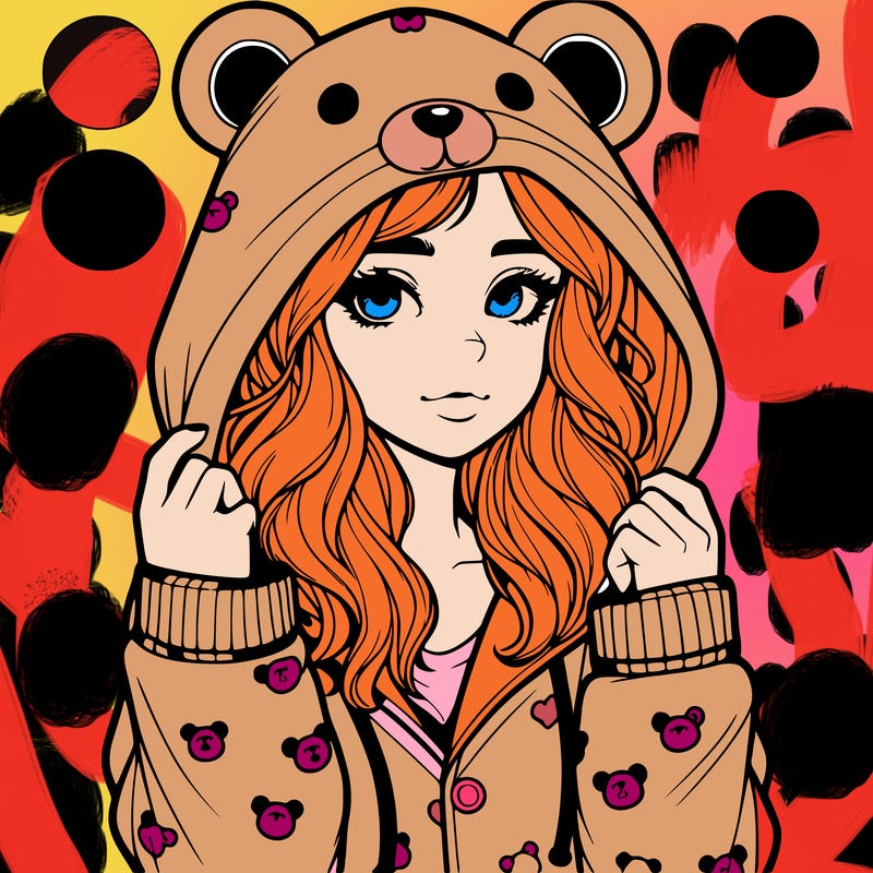 realistic girl in a animal pjs hoodie