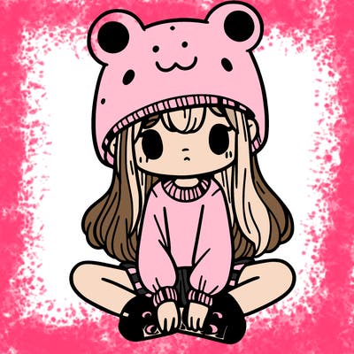 a girl wearing a frog hat and some frog socks