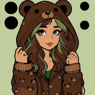 realistic girl in a animal pjs hoodie