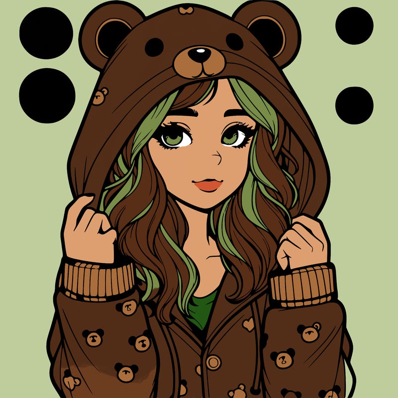 realistic girl in a animal pjs hoodie