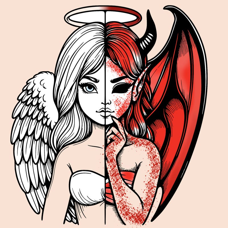 realistic angel half demon