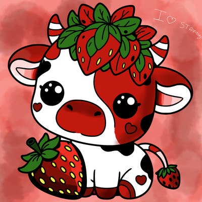 cute strawberry cow