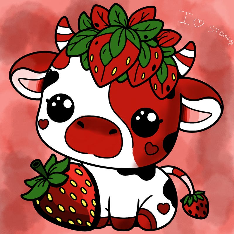 cute strawberry cow