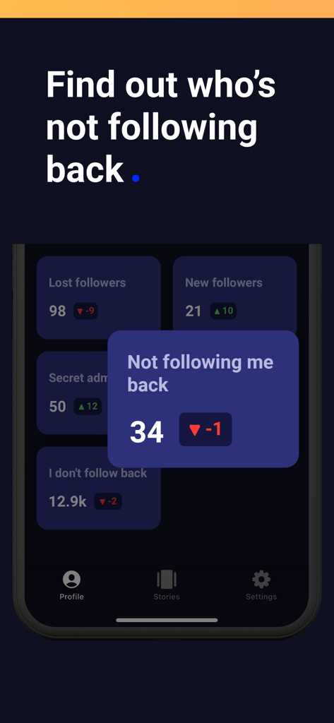 Who Stalks: Unfollower Tracker - Interface showing analytics for Instagram unfollowers and new followers