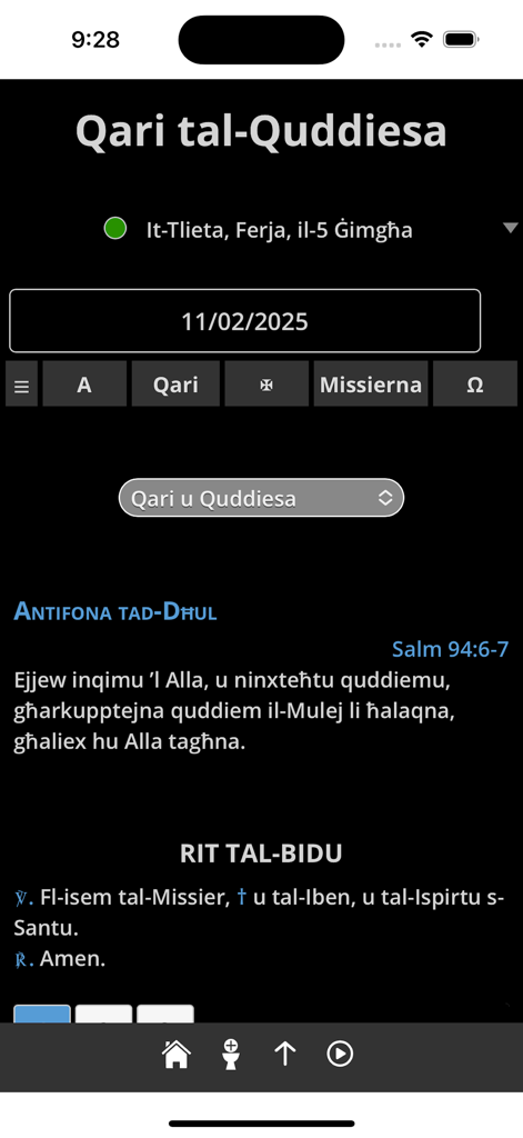 Il-Brevjar - Il-Brevjar app showing the Daily Mass readings in Maltese language