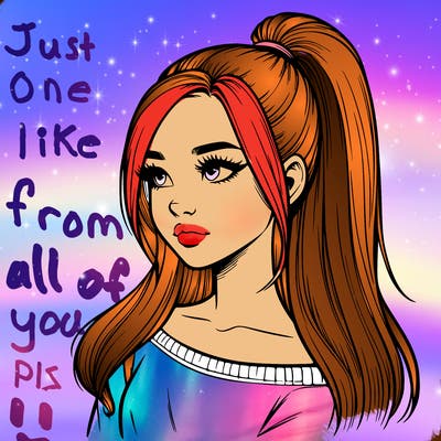 realistic girl with a high ponytail