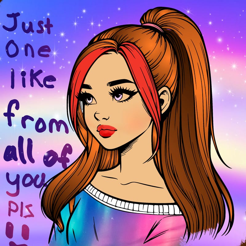 realistic girl with a high ponytail