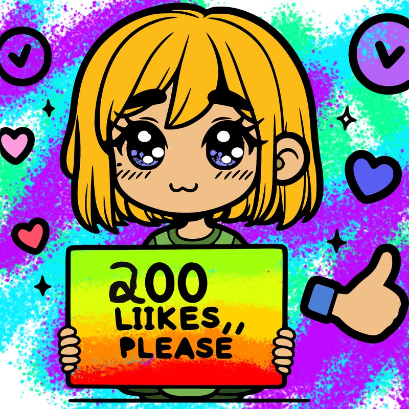 a girl with a sign saying 100 likes, please