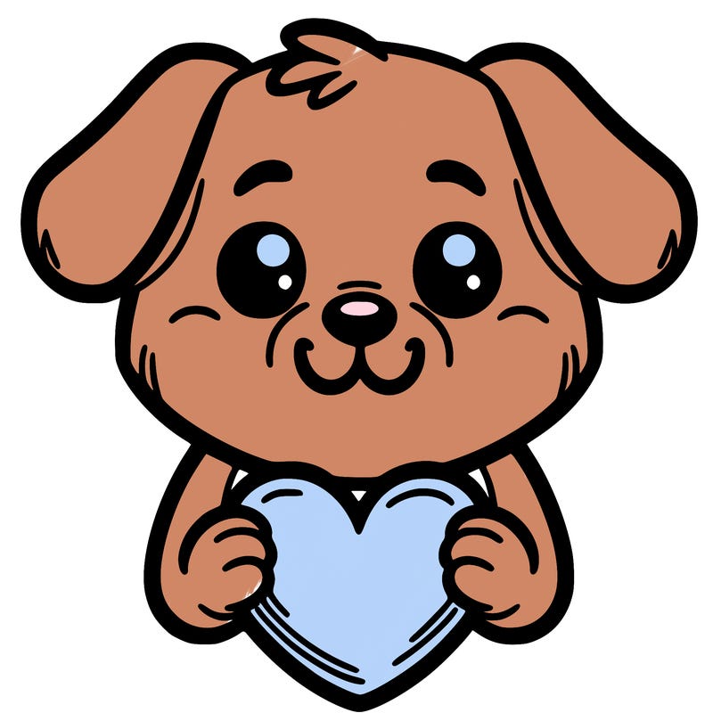 dog holding heart