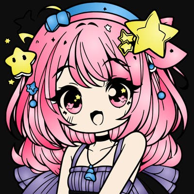 cute anime girl with star accessories