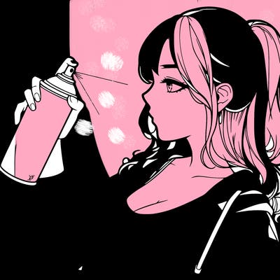 a realistic girl spray, painting