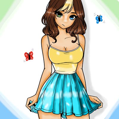 realistic girl in short dress