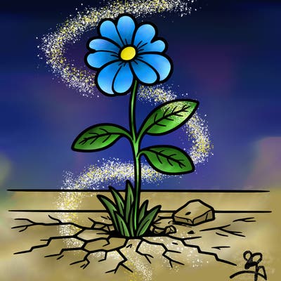 flower growing out of a sidewalk crack