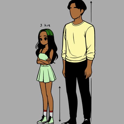 realistic short girl and tall guy couple