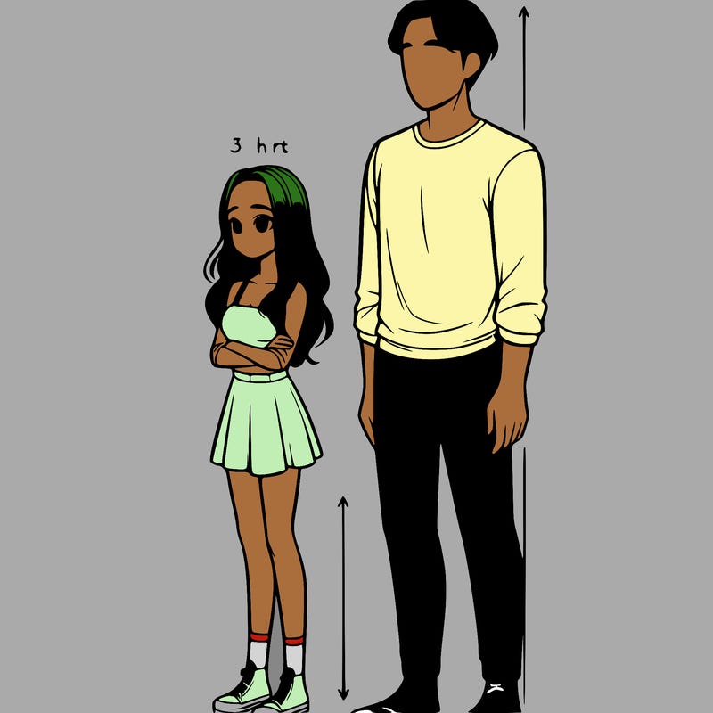 realistic short girl and tall guy couple