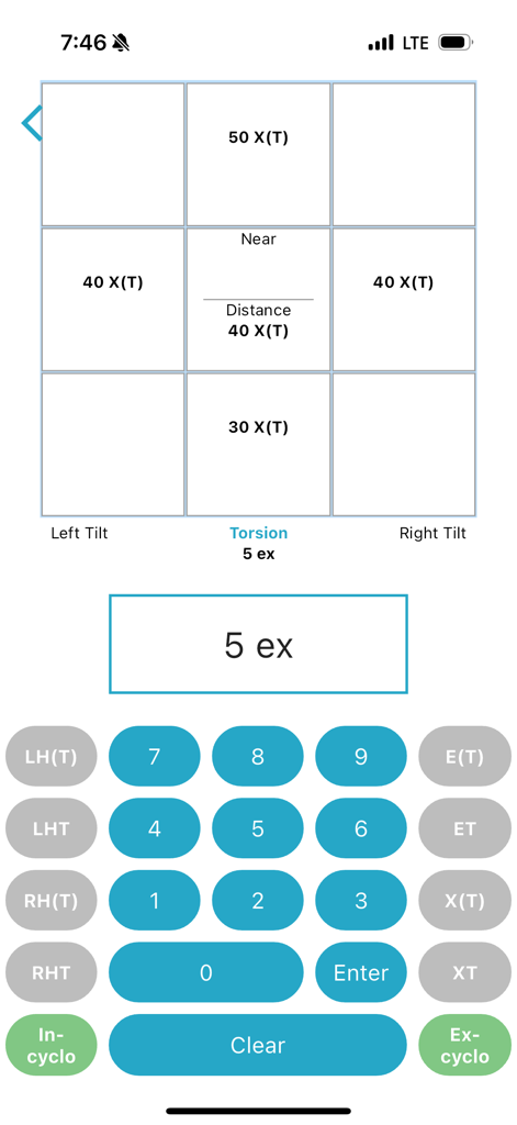 9 Gaze - Interfaz médica para introducir medidas de estrabismo en una cuadrícula de mirada de nueve posiciones.