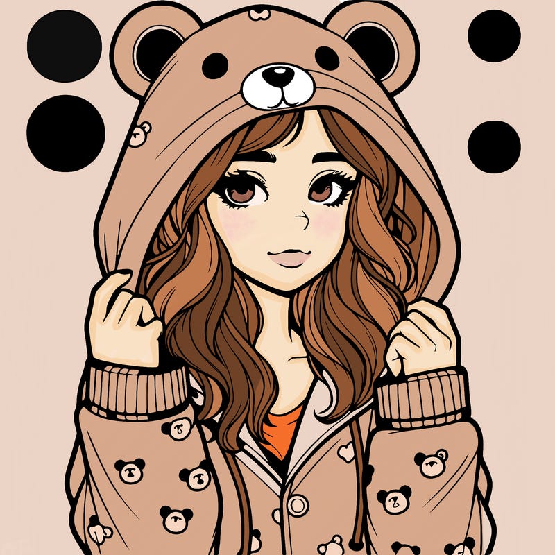 realistic girl in a animal pjs hoodie