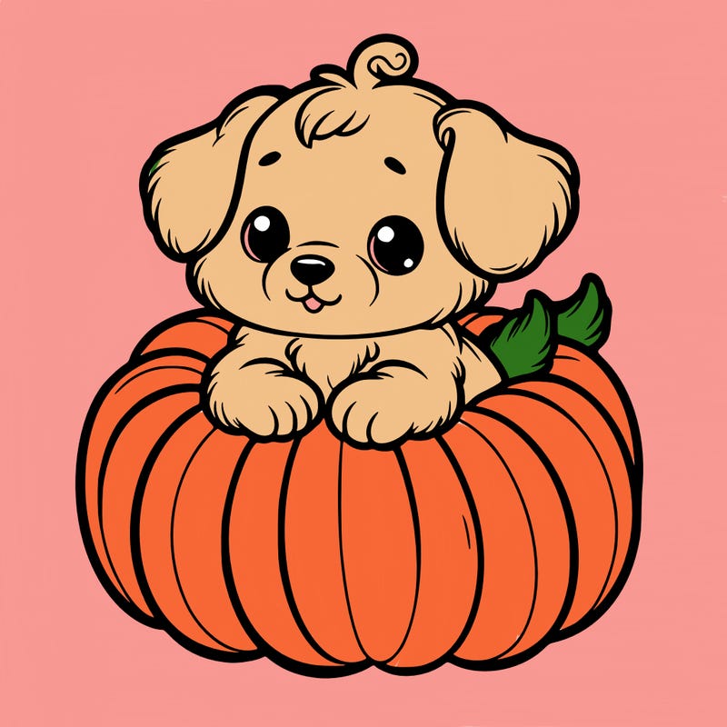 cute little puppy in a pumpkin