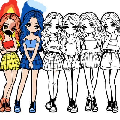 a group of girls realistic