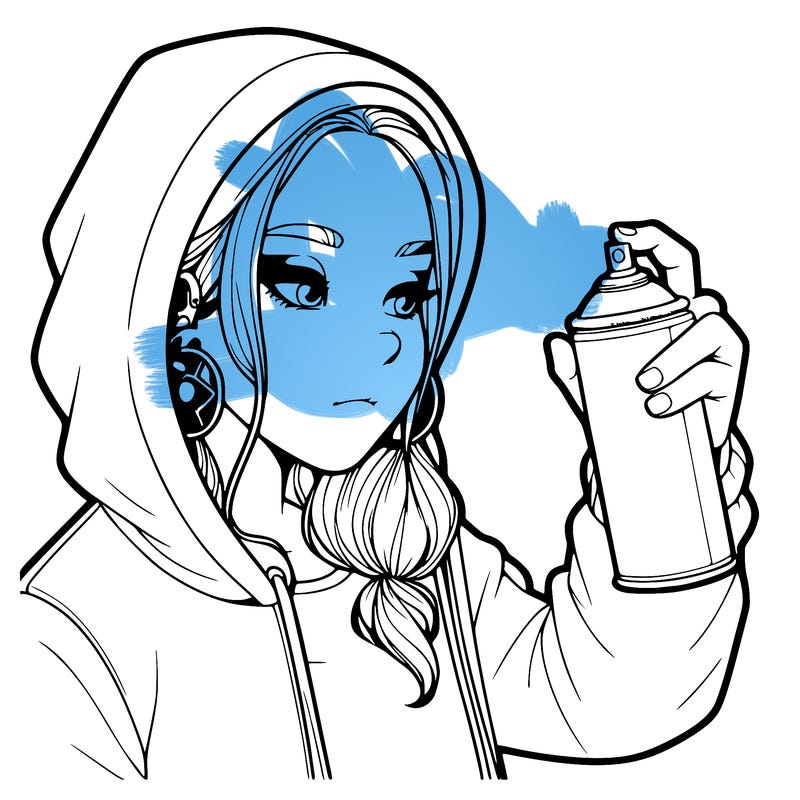 a realistic girl, spray painting