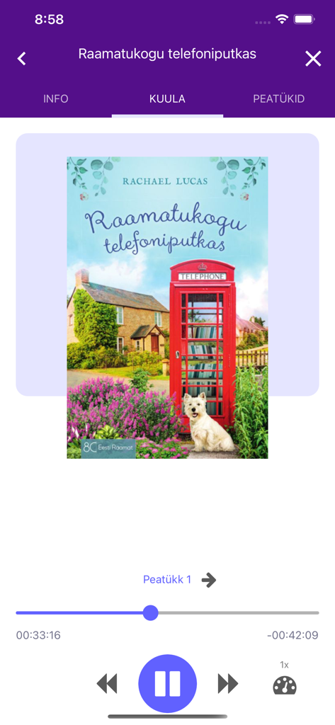 Digiread - Digiread mobile app playback screen for an Estonian audiobook