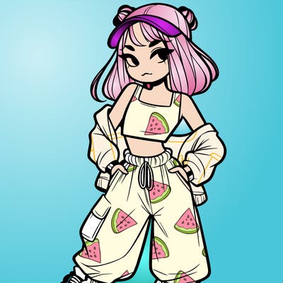 girl in crop top and baggy pants