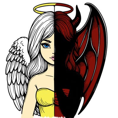 realistic angel half demon