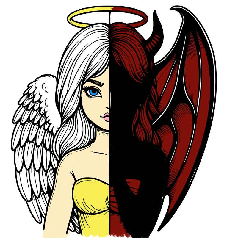 realistic angel half demon