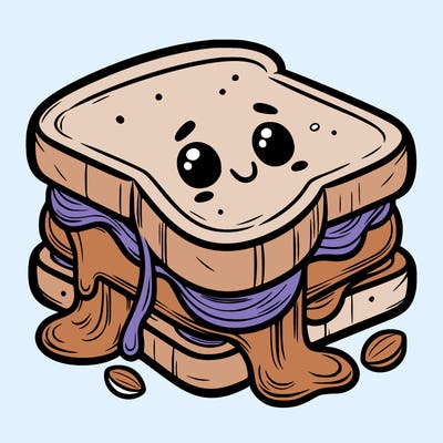 jelly sandwich with peanut butter dripping