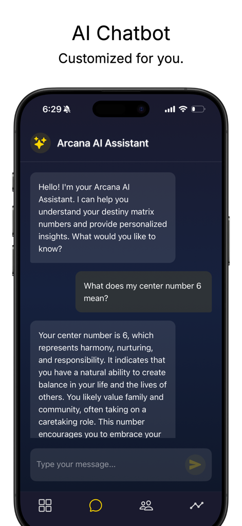 Arcana - AI Destiny Matrix - Arcana AI chatbot providing personalized destiny matrix insights