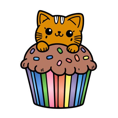 cat in a cupcake