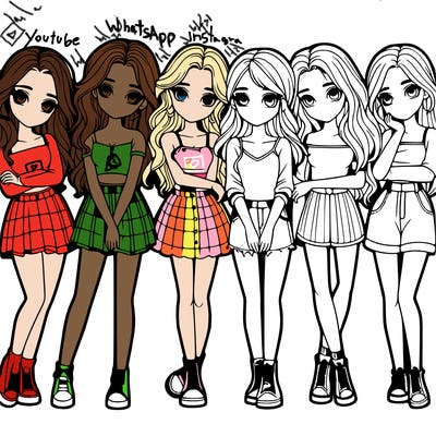 a group of girls realistic