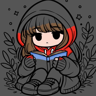 girl in oversized hoodie reading a book