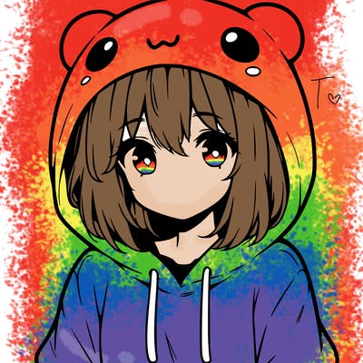anime cute girl with hoodie