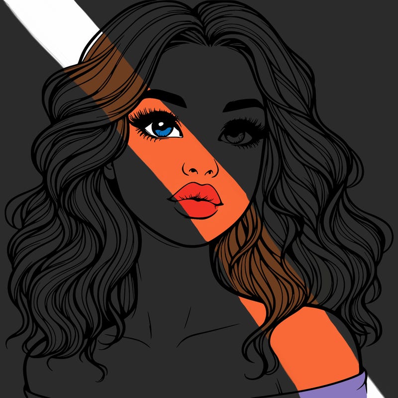 realistic girl with wavy hair and lips