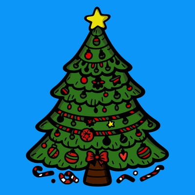 christmas tree with lots of details