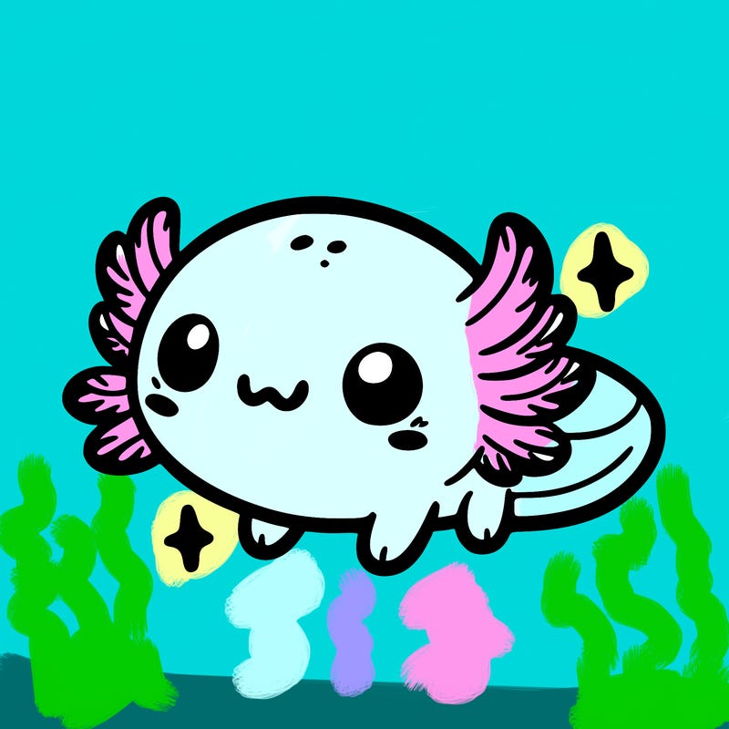 cute easy baby axolotl