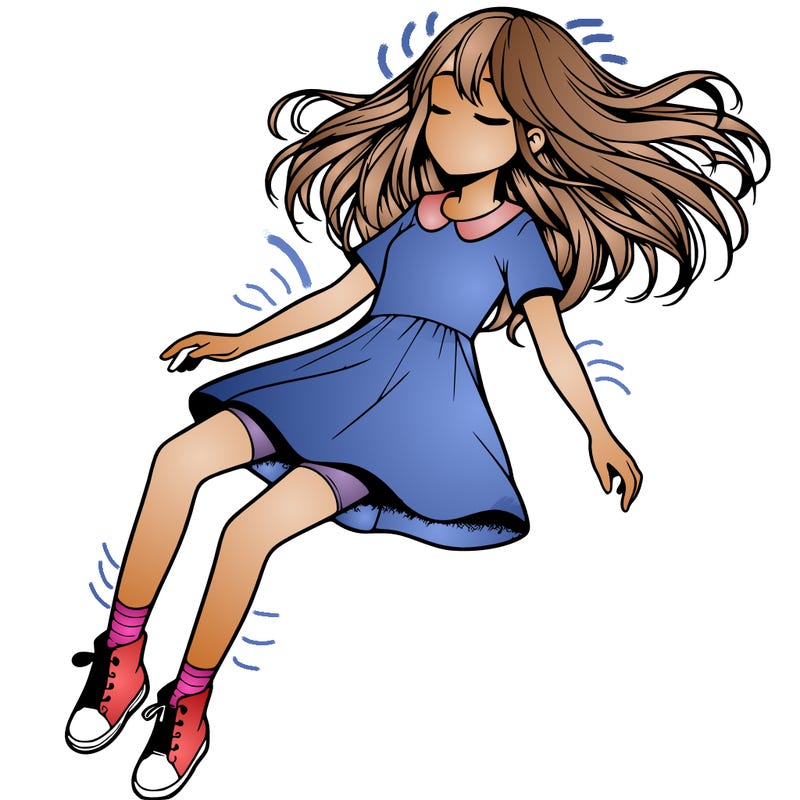 realistic girl floating