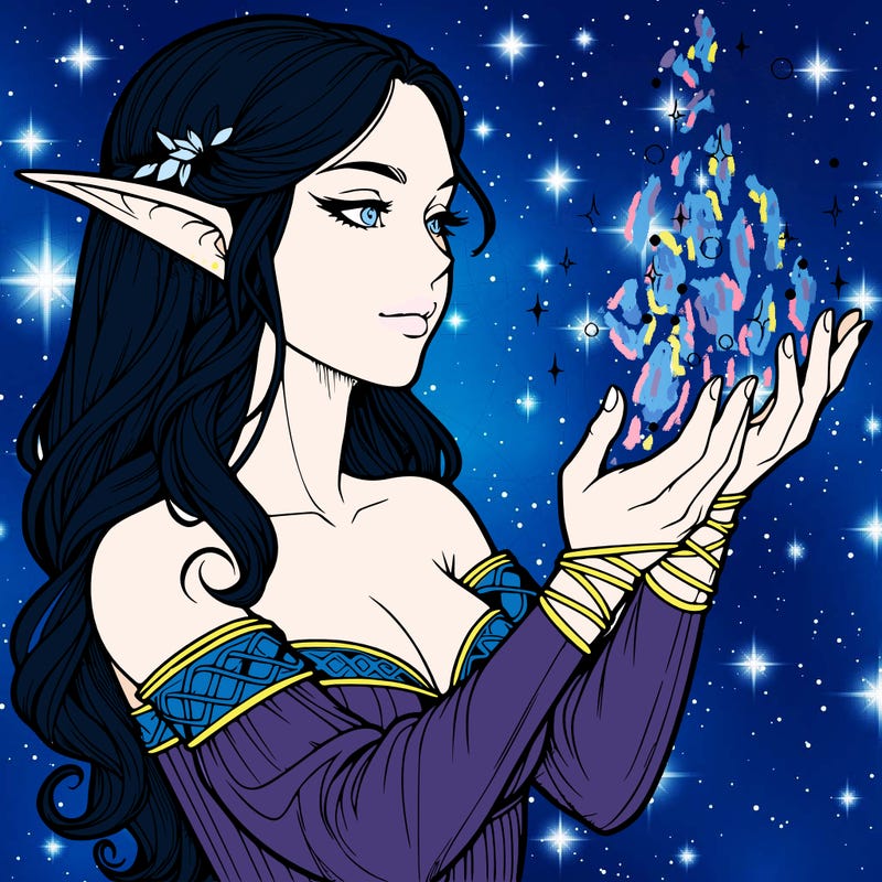 realistic elf girl doing magic