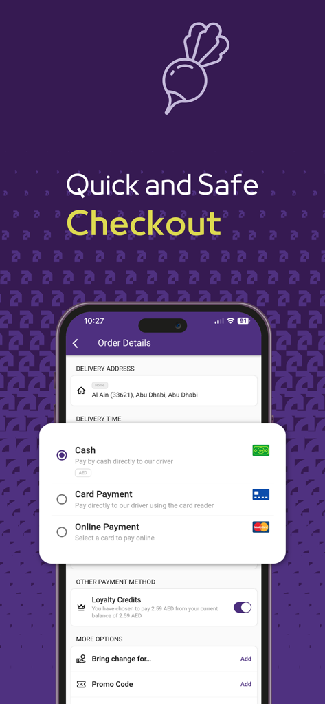 ADCOOP - ADCOOP-App-Kassenseite mit mehreren Zahlungsmethoden, einschließlich Bargeld, Karte und Online-Zahlungsoptionen